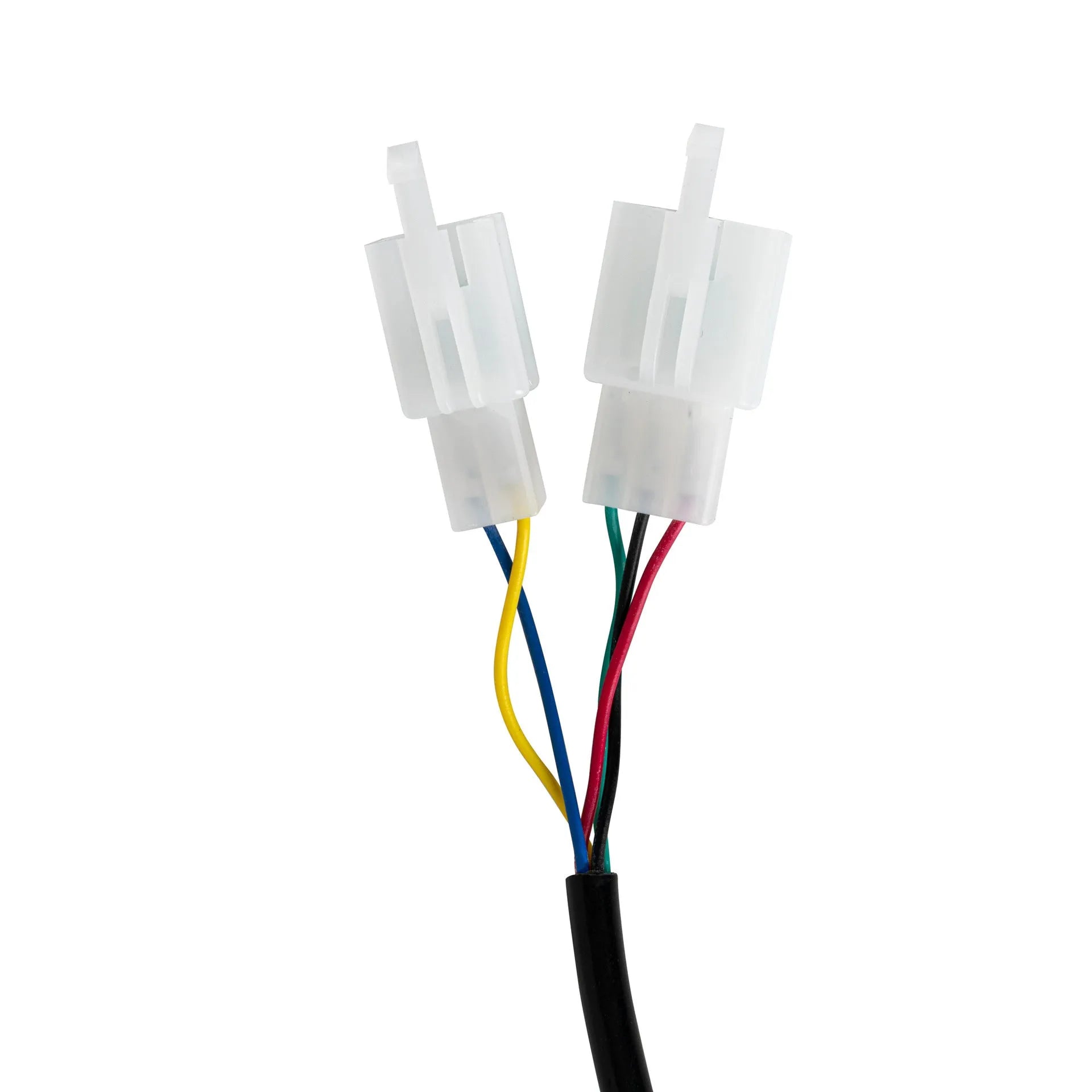 Electric vehicle handlebar replacement part in blue, red, silver, and yellow with 5-core cable.