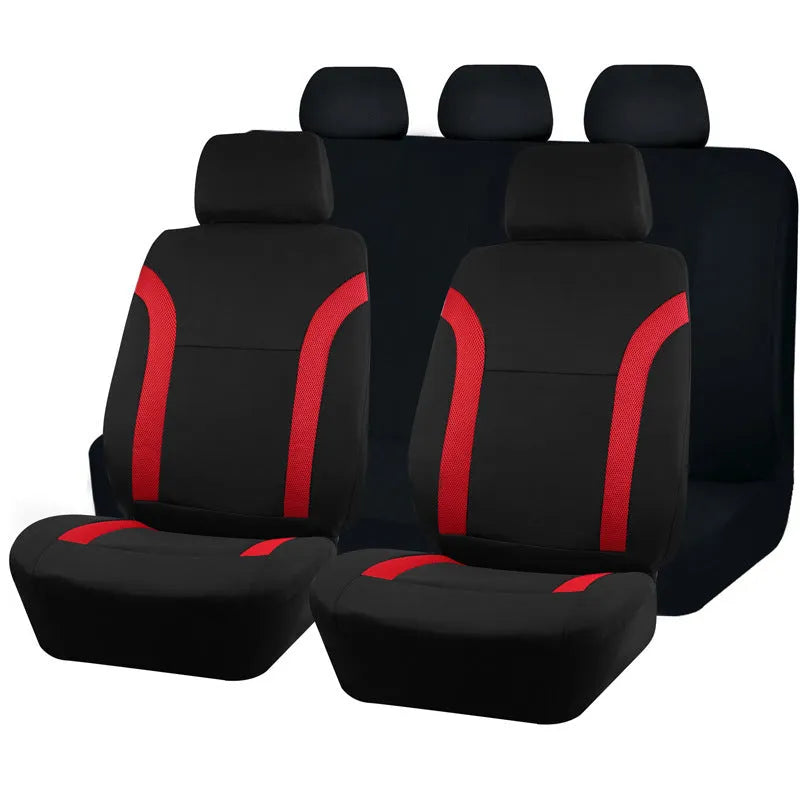 Polyester eyelet fabric car seat cover set in choice of colours showing stitching detail