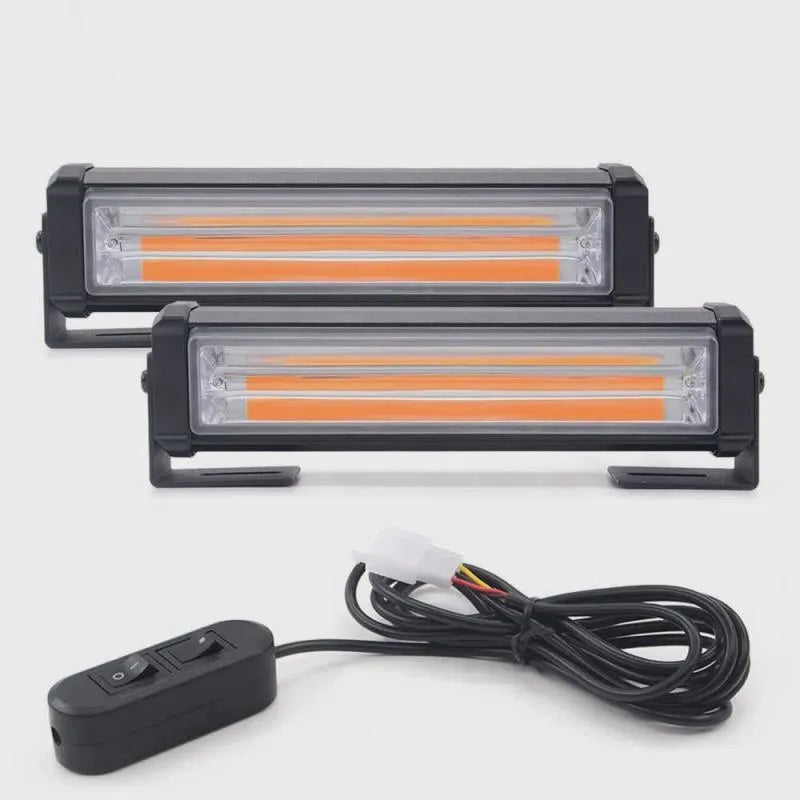 Yellow two middle net strobe warning light with aluminium alloy construction for vehicle emergency lighting