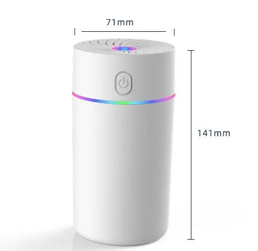 Compact white car USB humidifier with aromatherapy function for vehicle cabins