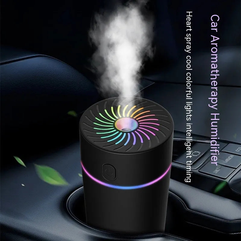 Compact white car USB humidifier with aromatherapy function for vehicle cabins