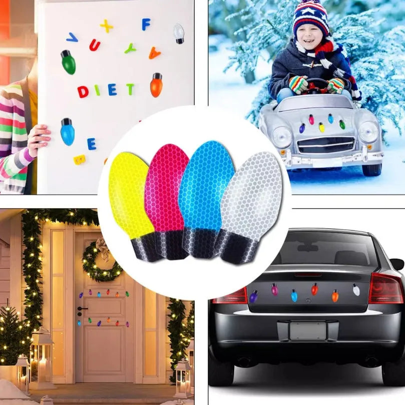 Christmas light bulb reflective magnetic paste set with white honeycomb material