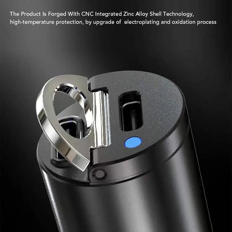 Black mini 30W car cigarette lighter charger with dual USB ports