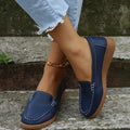 Women's PU leather loafers flats shoes in multiple colours with round toe and rubber sole