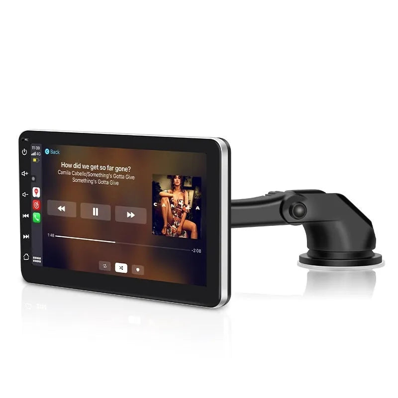 Wireless CarPlay car GPS navigator with 7-inch screen and reversing camera on a dashboard mount.