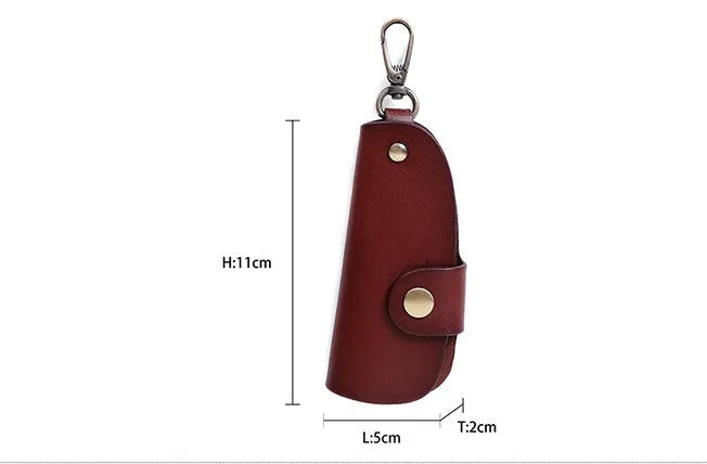 Handmade genuine leather car key storage bag in short length dimensions with colour options