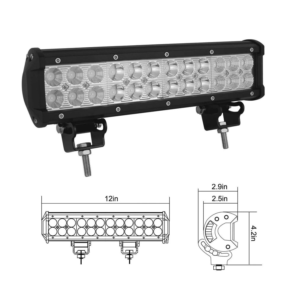 Black aluminium alloy LED roof light with double-row design for off-road vehicles