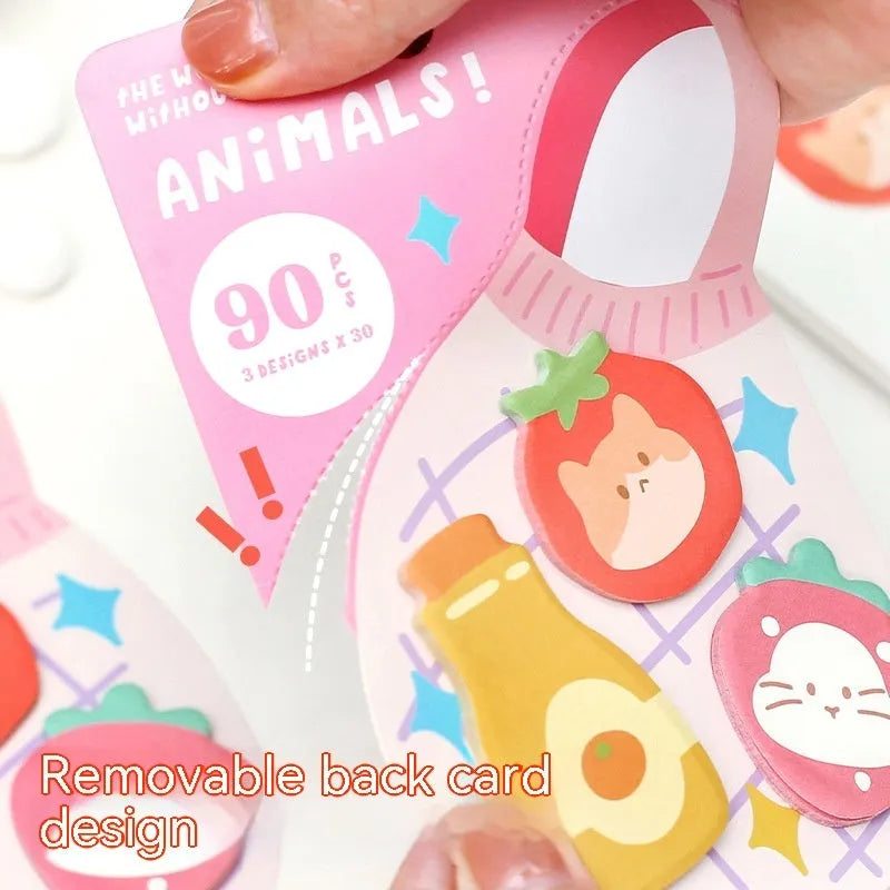 Small animal shaped sticky note set with sea otter, kitten, puppy and bunny designs