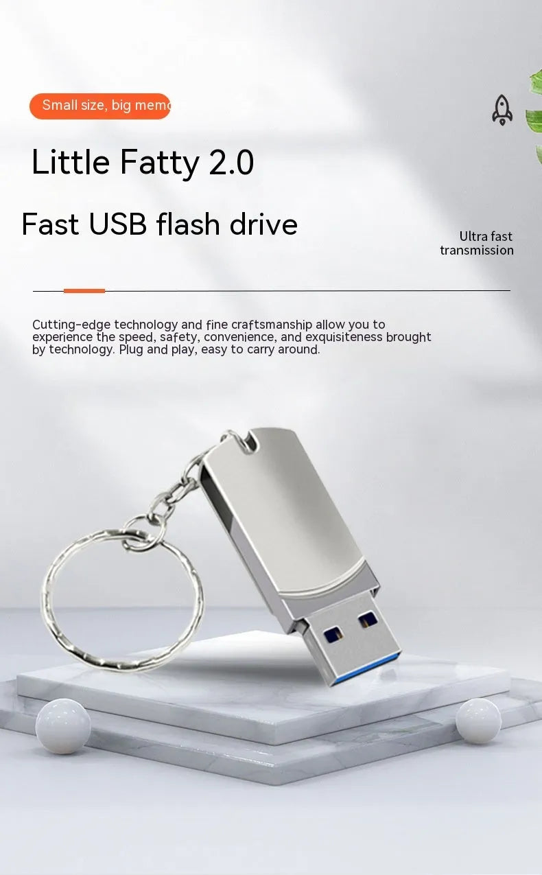 White metal rotating USB flash drive showing compact dimensions