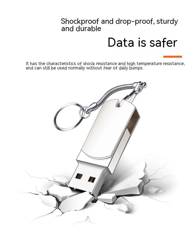 White metal rotating USB flash drive showing compact dimensions