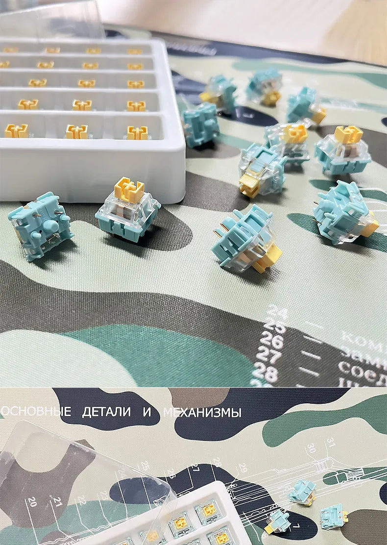 Tiger Mo Sea Salt Lemon PRO mute keyboard shaft stabilisers, set of 36 pieces.