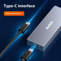 M.2 SATA solid state drive external enclosure with Type-C cable, screwdriver, screws, and silicone pad kit