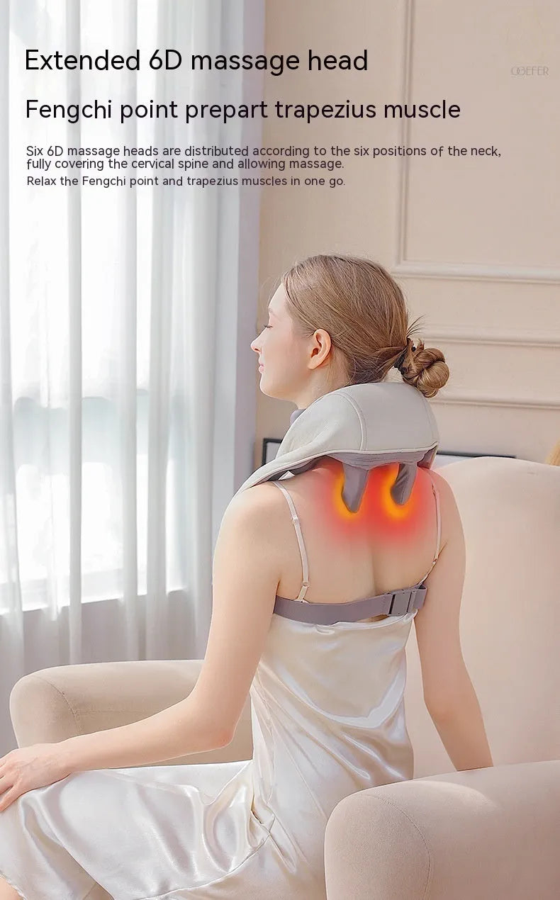 Creamy white rechargeable shoulder and neck massager with 7.4V motor