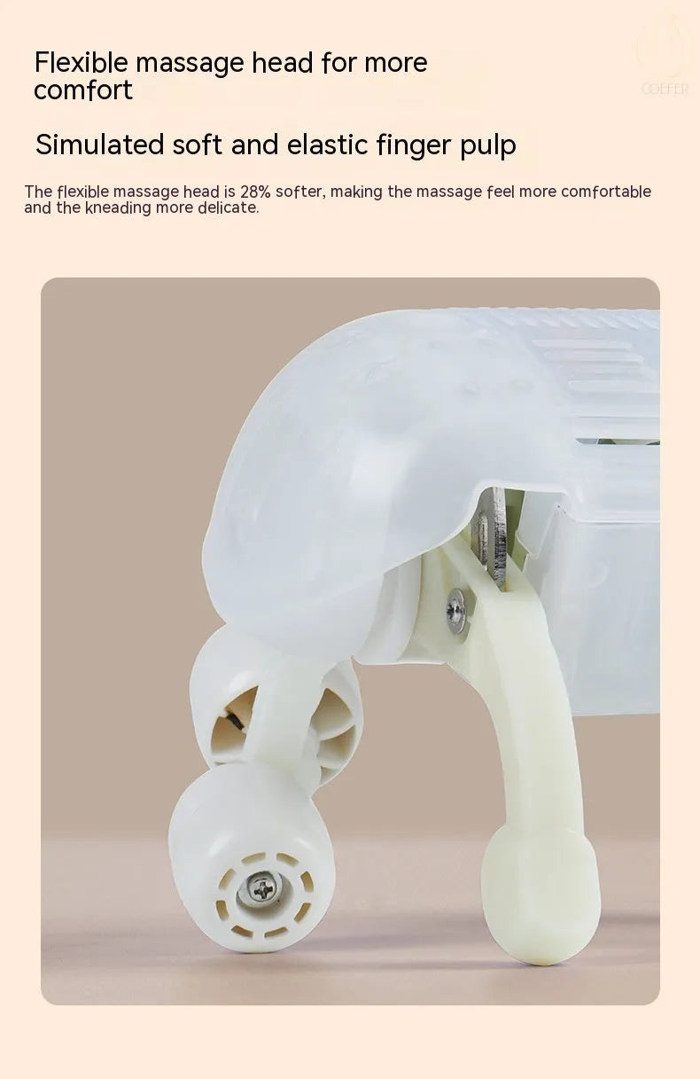 Creamy white rechargeable shoulder and neck massager with 7.4V motor