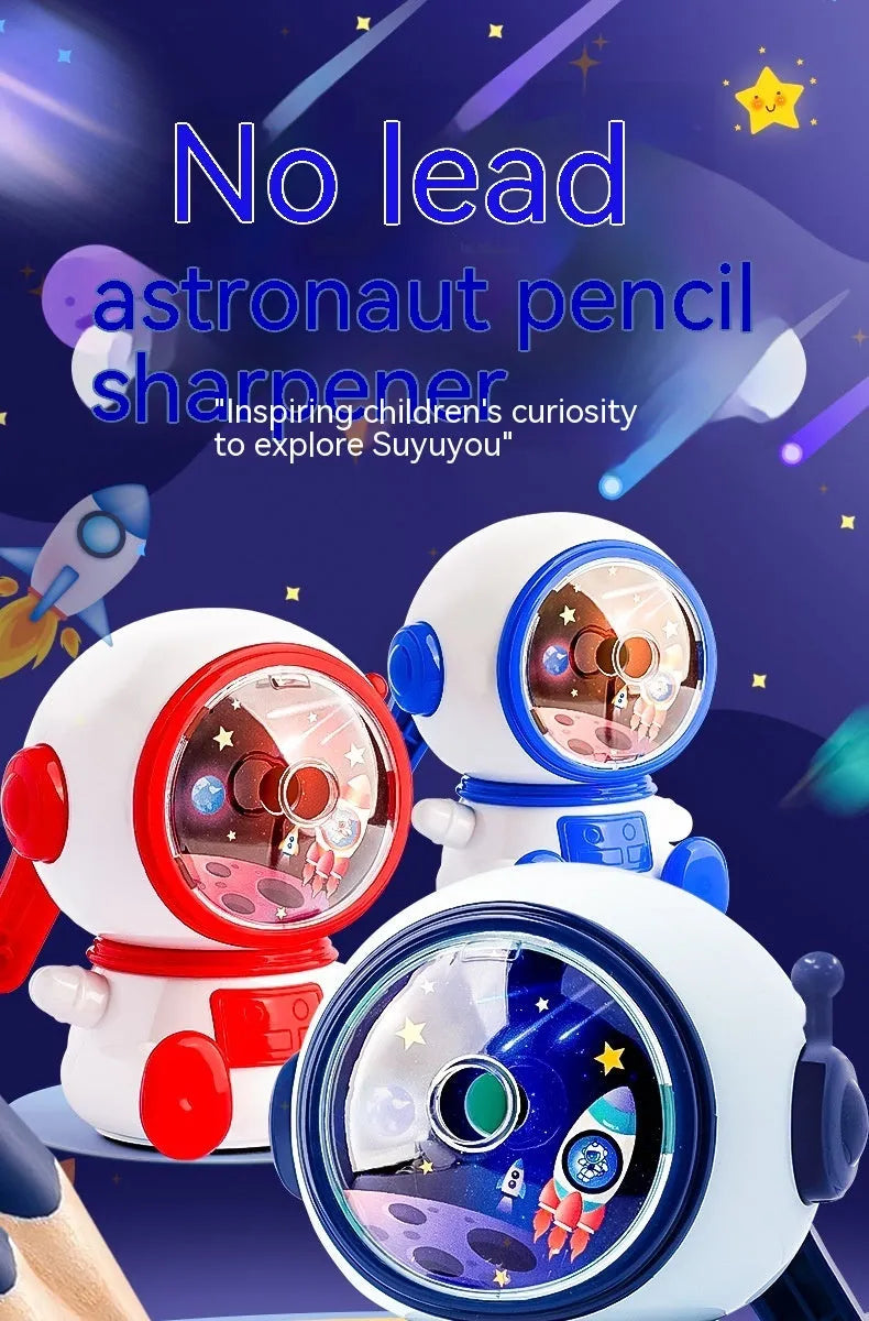 Blue astronaut pencil sharpener manual operation children's stationery