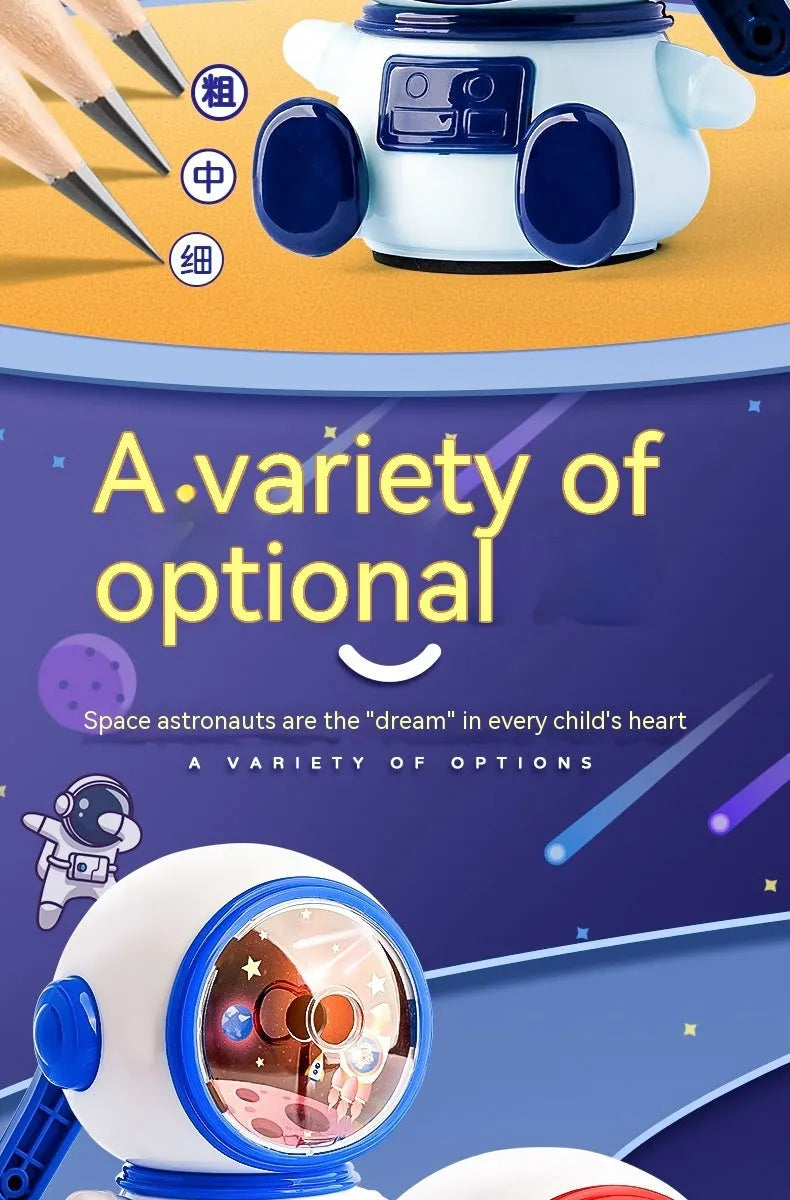 Blue astronaut pencil sharpener manual operation children's stationery