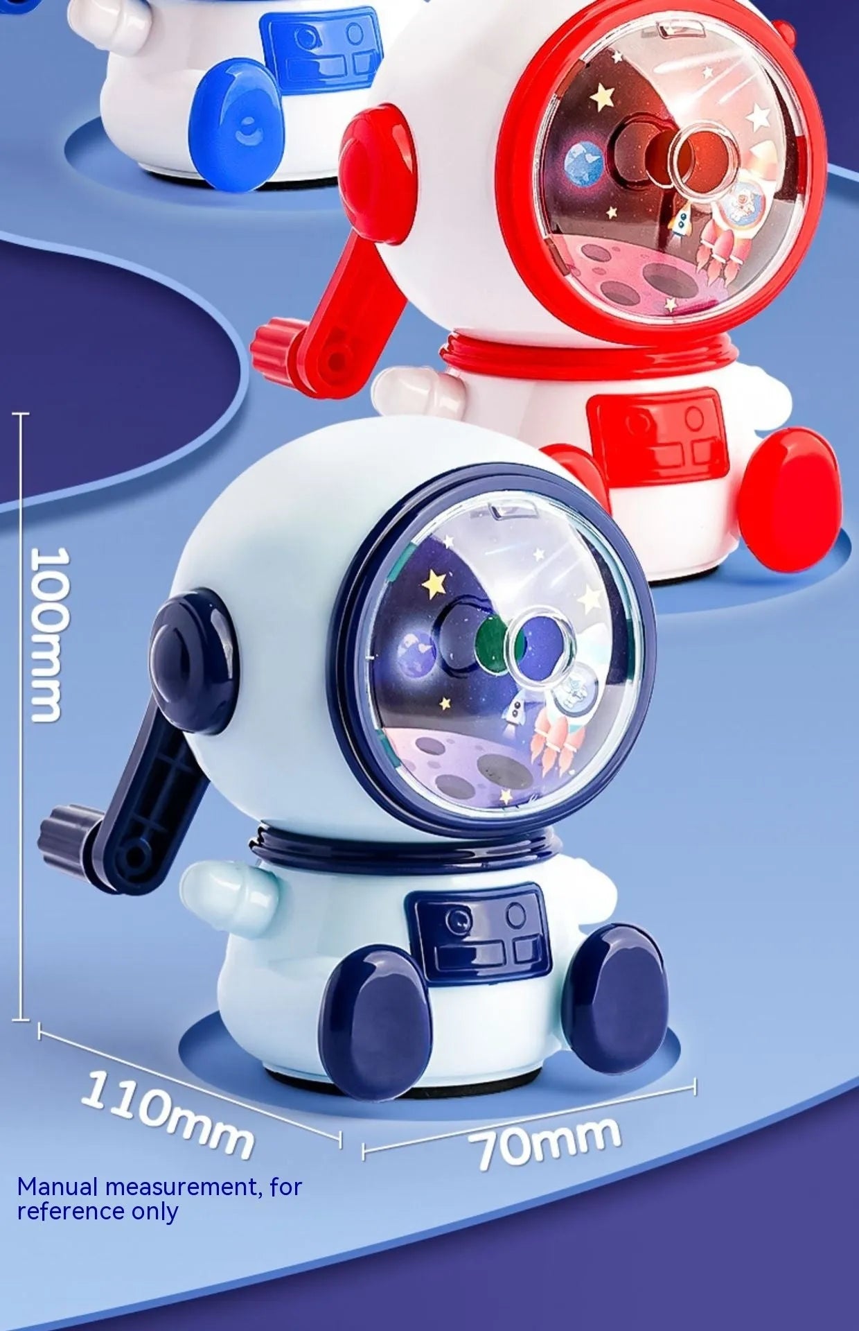 Blue astronaut pencil sharpener manual operation children's stationery