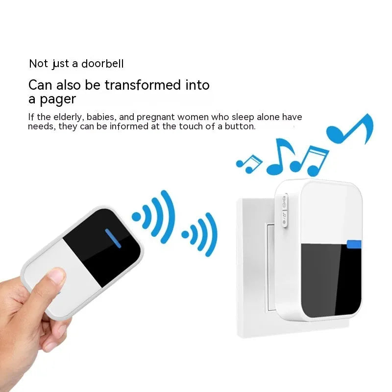 White plastic wireless doorbell with receiver and beeper units showing modern design