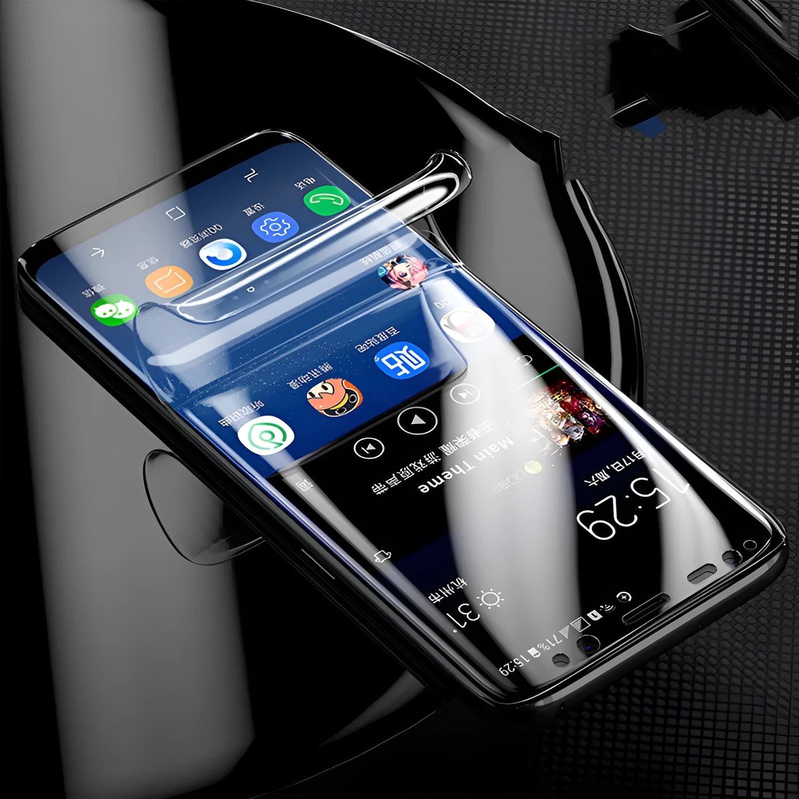 Curved hydrogel screen protector for Samsung smartphones with matte finish