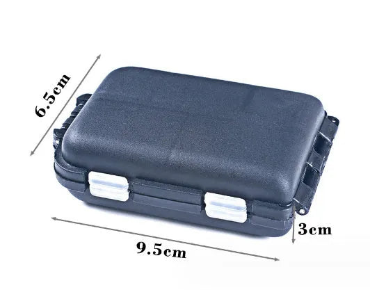 Green plastic fishing tackle storage box with 10 internal grid compartments for organisation