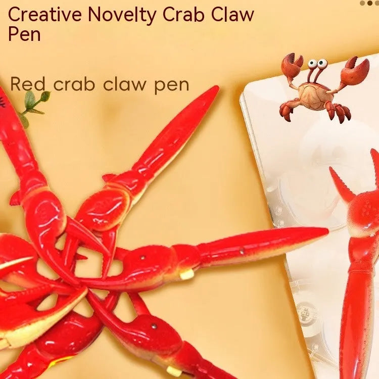 Colourful cartoon crab novelty ballpoint pen with a pressable fidget clip.