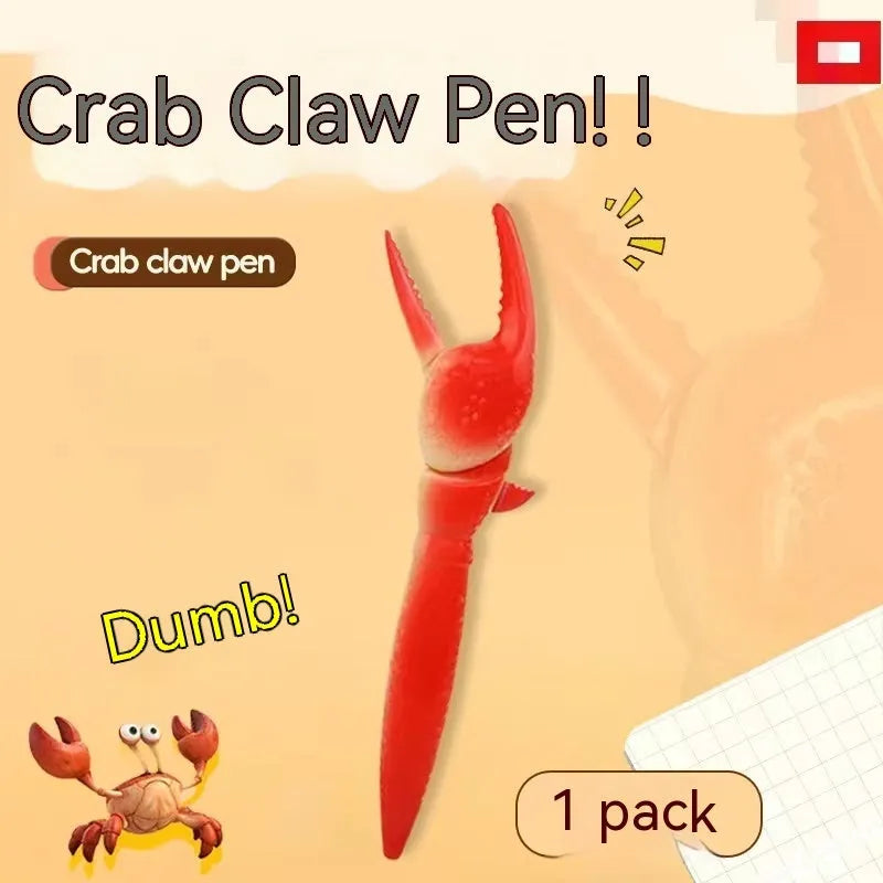 Colourful cartoon crab novelty ballpoint pen with a pressable fidget clip.