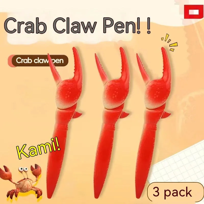 Colourful cartoon crab novelty ballpoint pen with a pressable fidget clip.