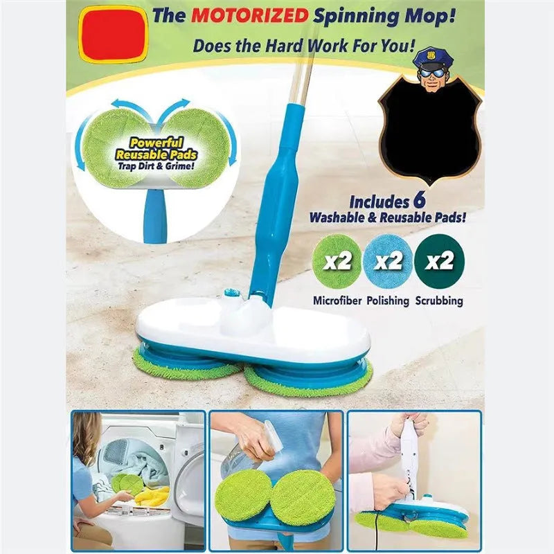 Wireless handheld electric mop with USB charging port and rotating cleaning head