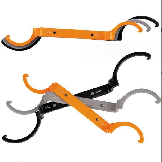 H251 specification three-piece wrench set showing orange, grey and black crescent, magnetic suction and catheter locking tools