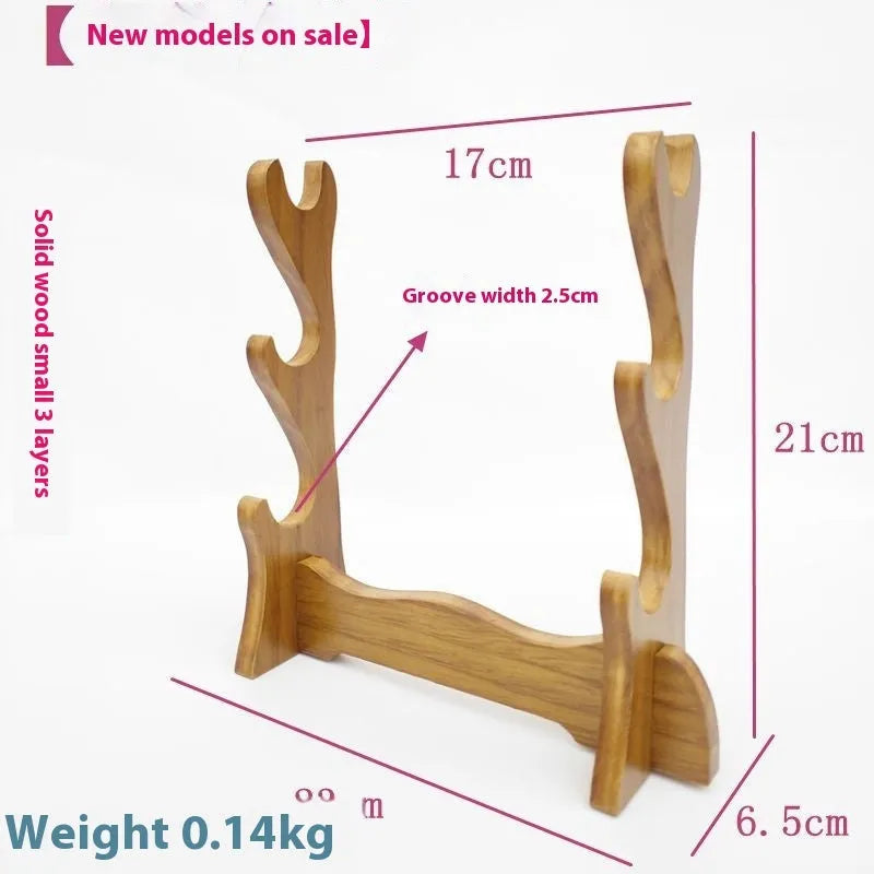 Handmade wooden Chinese style wall bracket shelf with multiple display layers.