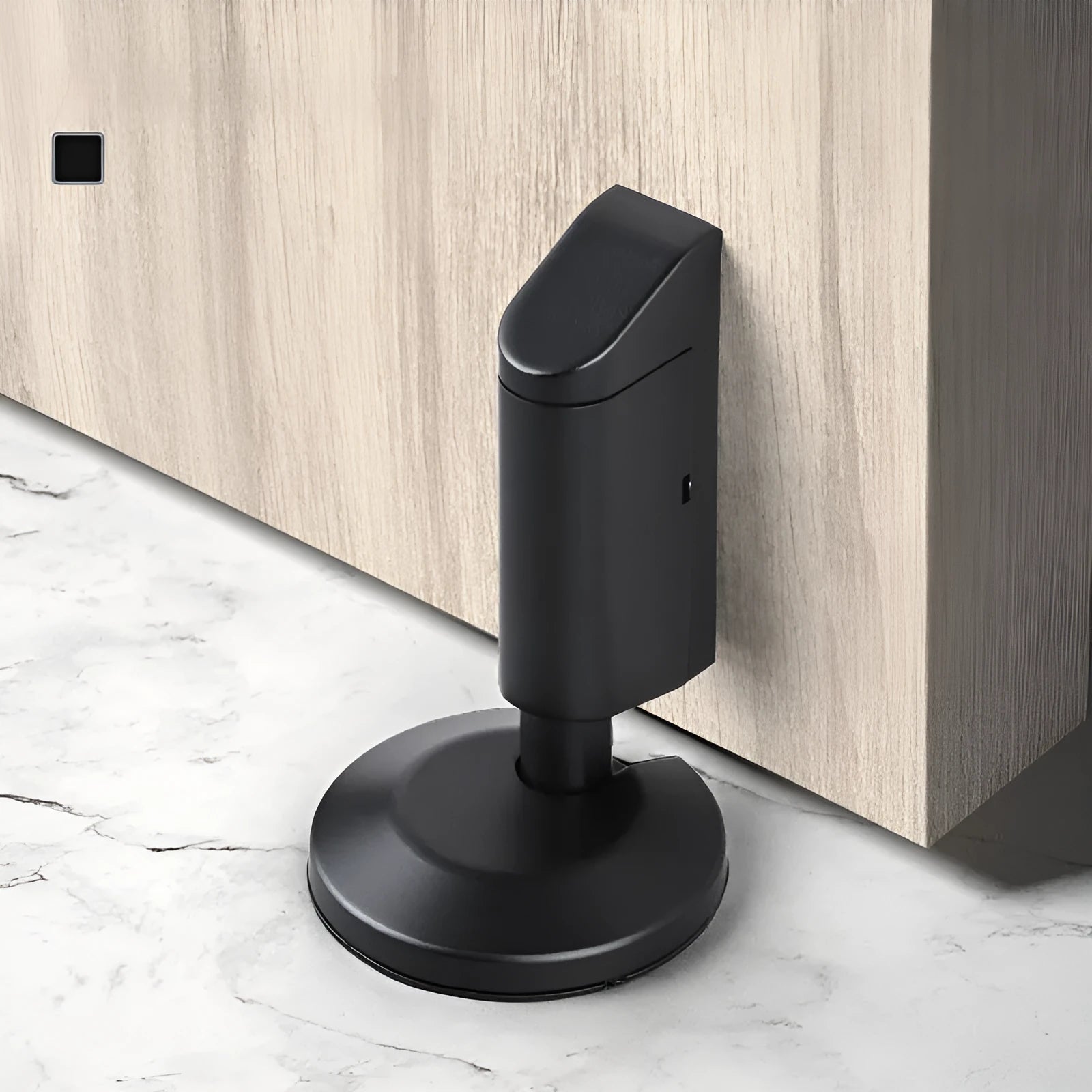 Zinc alloy invisible door stopper in six colour options including black, milky white and brushed metals