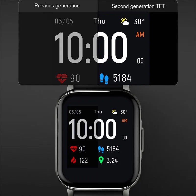 Black waterproof smart bracelet with a 1.4-inch screen on a silicone wrist strap.