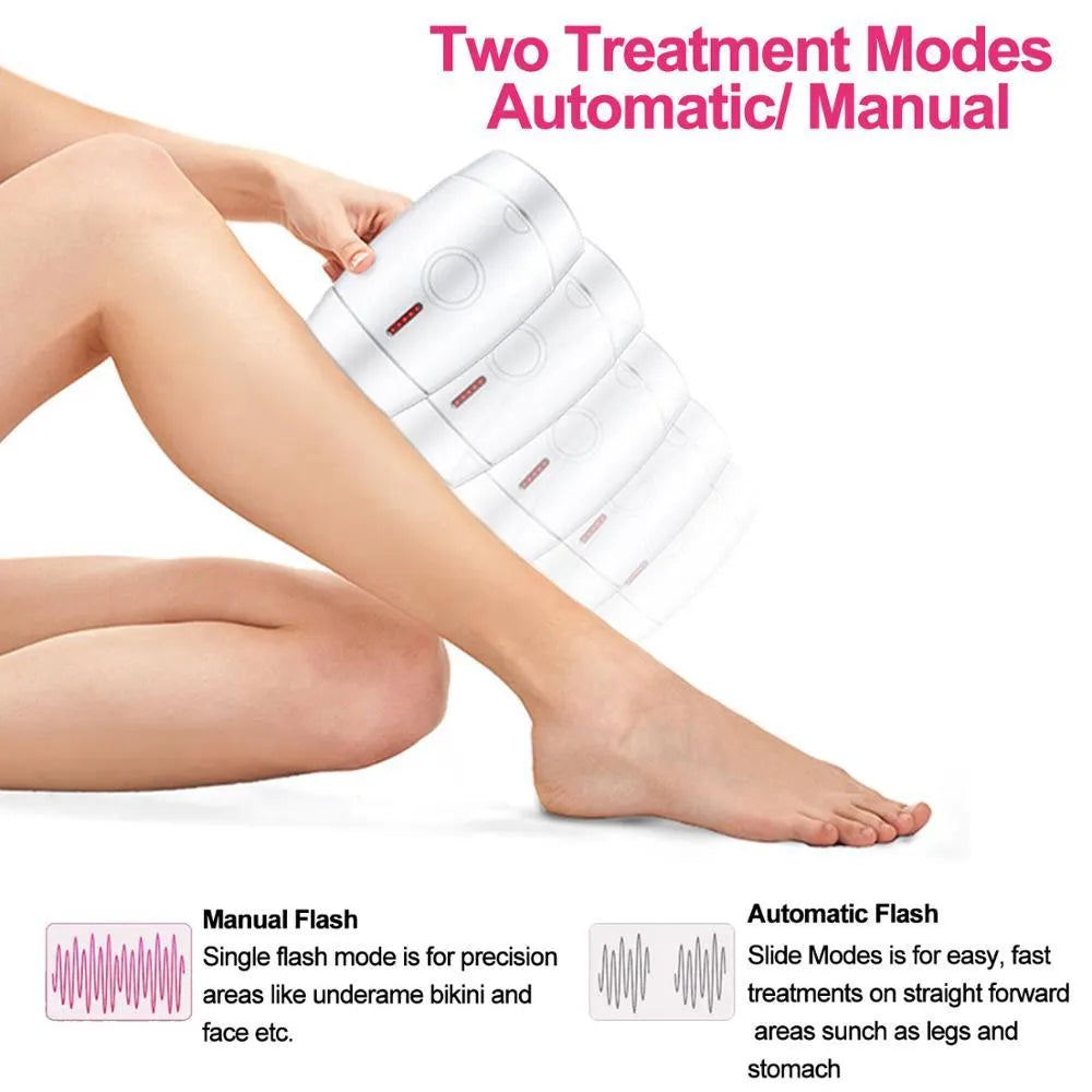 White home laser hair removal instrument with display screen and adjustment buttons