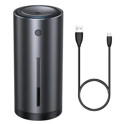 Black car diffuser humidifier with USB cable for air purification and aromatherapy