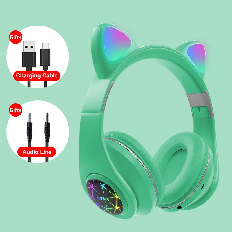 Wireless Bluetooth sports headphones with cat ear design in six colour options