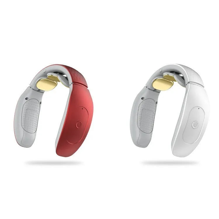 Red and white intelligent cervical massager with three contact points and computer control display