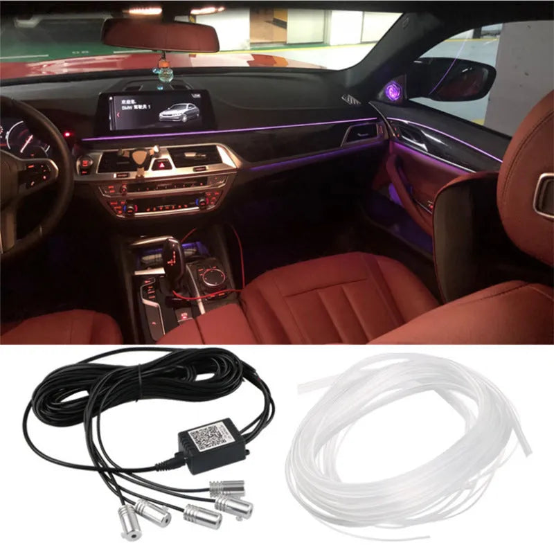 APP cold light strip car interior decoration lights with RF remote control 6m pipe aluminium housing