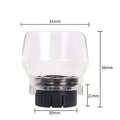 Transparent plastic horn-shaped safety face shield for industrial grinding and polishing tools.