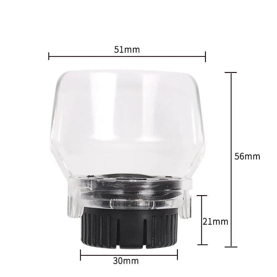 Transparent plastic horn-shaped safety face shield for industrial grinding and polishing tools.