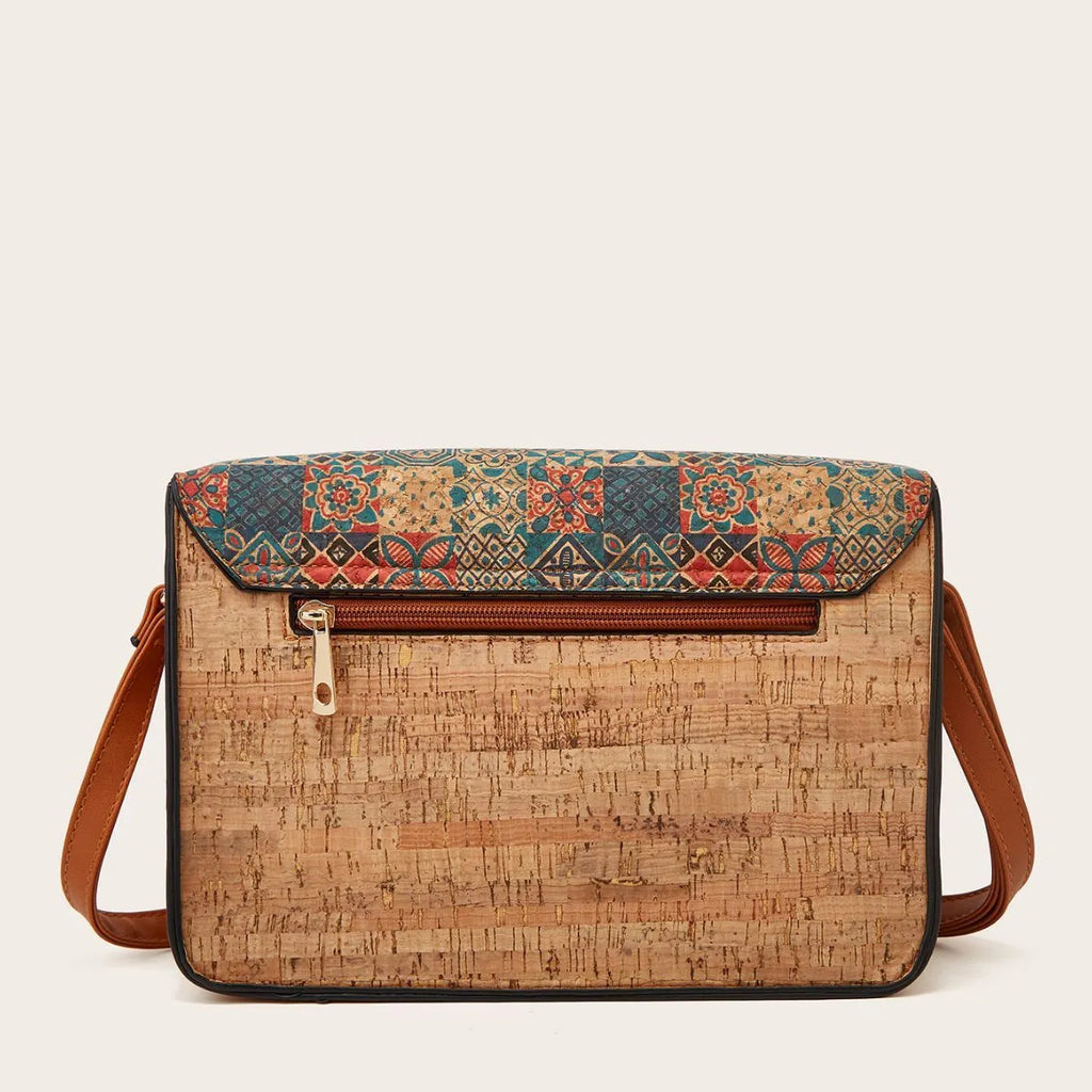 Women's printed PU crossbody bag showing large capacity design with single shoulder strap