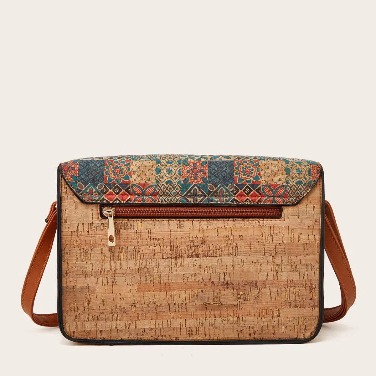 Women's printed PU crossbody bag showing large capacity design with single shoulder strap