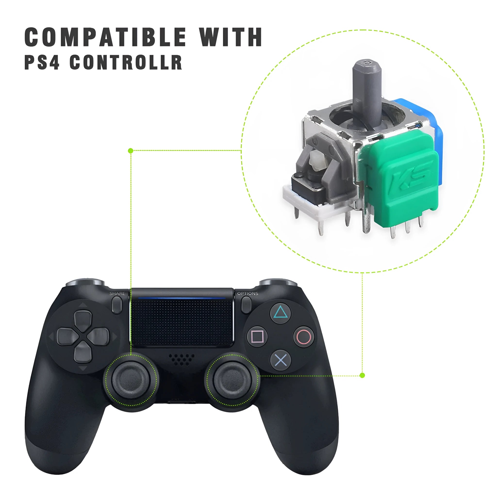 Hall effect electromagnetic joystick replacement module for PS5, Xbox, and Nintendo Switch Pro controller repair.