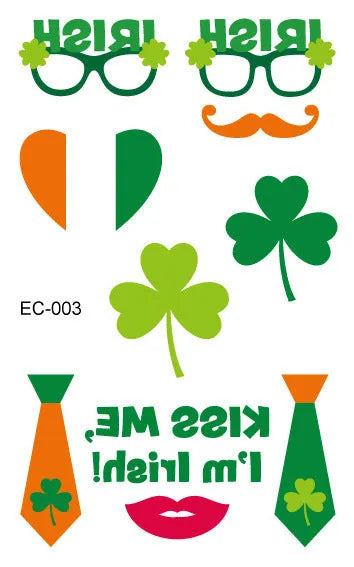 Irish festival clover tattoo sticker paper with water transfer printing, 120mm by 75mm