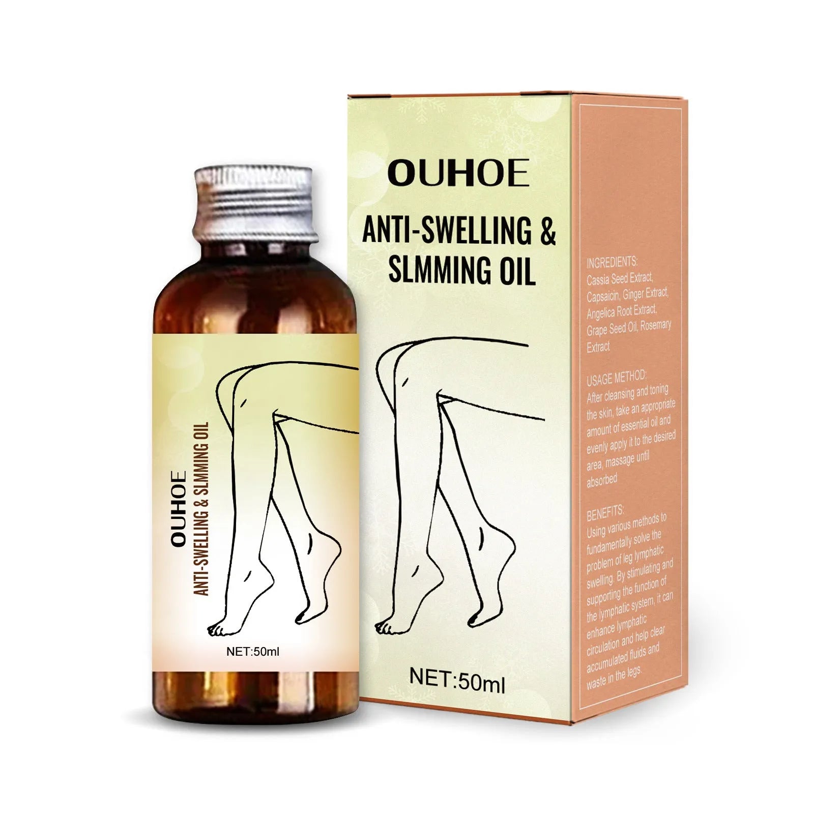 50ml bottle of moisturising body oil with cassia seed and ginger extracts