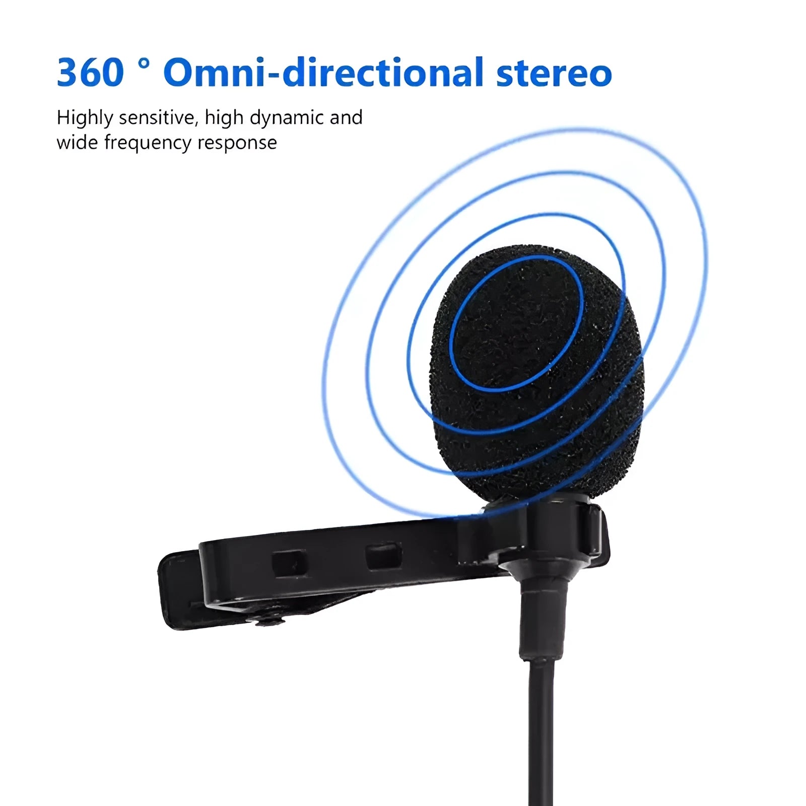 Wired lavalier microphone headset with in-ear headphones and 3.5mm plug for mobile phone recording.