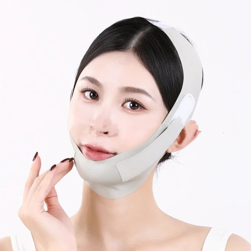 Purple and green face shaping mask for facial lifting and tightening