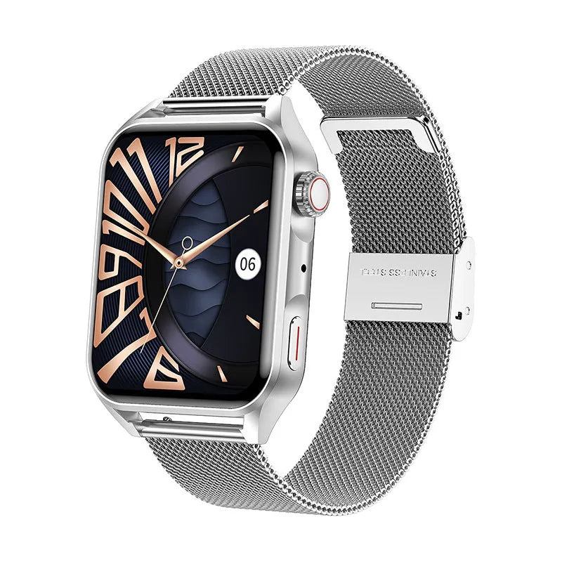 Simple AMOLED smart watch with 1.8-inch HD touch screen display and silicone wrist strap