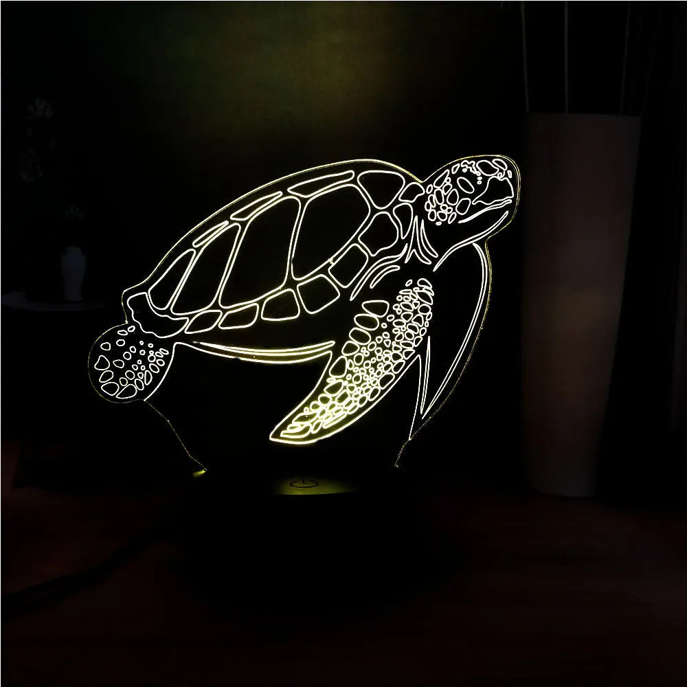 3D LED turtle night light with 16 colour options and remote control