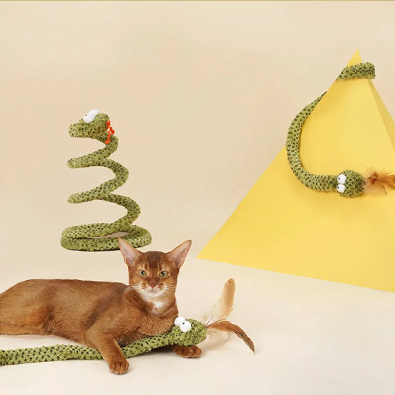 Green cat teasing stick toy with artificial feather on 140cm aluminium pole