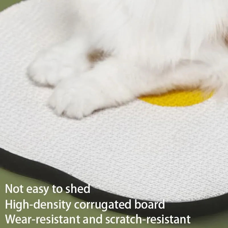 Wall mounted corrugated cat scratching board measuring 40x37.3cm in grey, green, red, or white colours